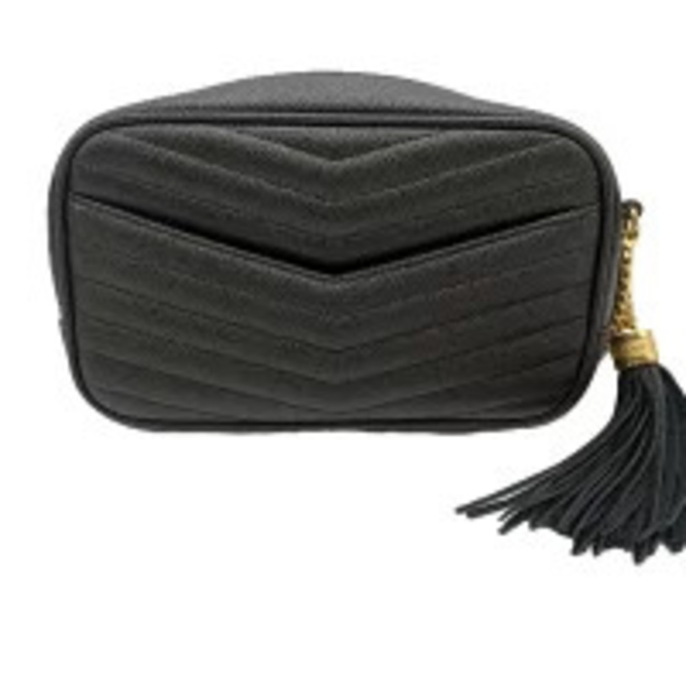 Saint Laurent Lou Black Leather Fringe Chain Shoulder Bag - Picture 2 of 4